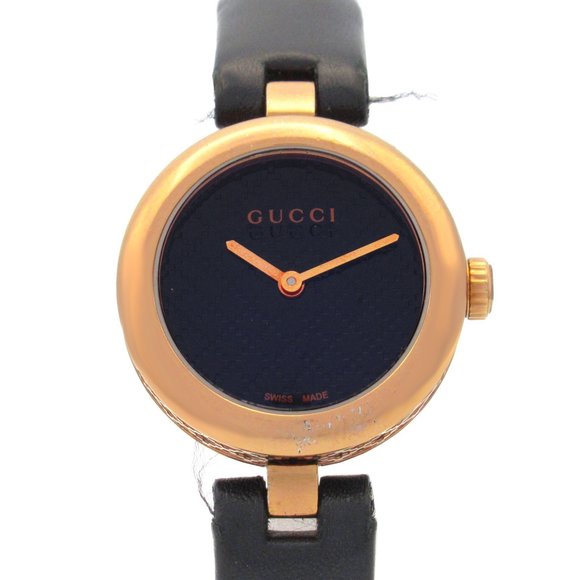 Gucci Diamantissima Watch, GP (Gold Plated), Leather Strap